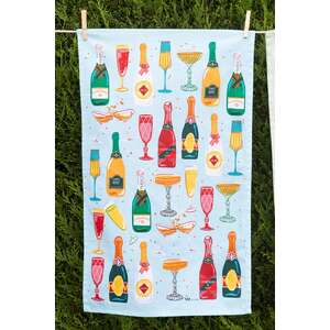 Champagne Bottles Cotton Kitchen Tea Towel