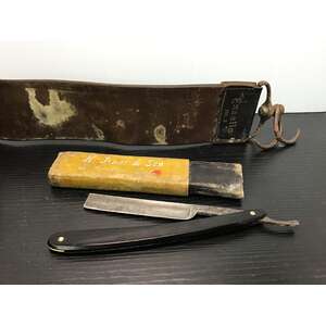 VINTAGE Carbo Magnetic Straight Razor & Excella No 3 Razor Strop