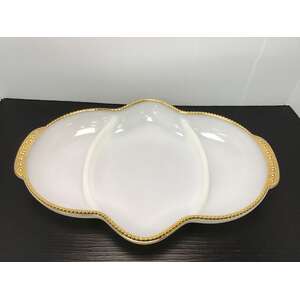 VINTAGE Milk Glass Divided Plate | Fire King USA