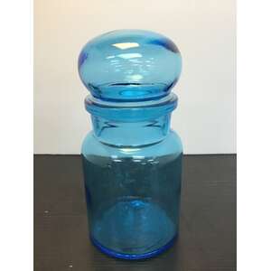 RETRO Blue Glass Jar | Belgium | Bubble Top | Small 