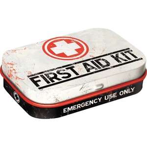White First Aid Retro Mint Tin | Sugar Free Mints | Nostalgic Art