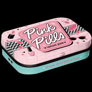 Pink Pills Instant Glam Retro Mint Tin | Sugar Free Mints | Nostalgic Art