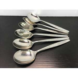 VINTAGE Grosvenor Springtime Soup Spoons x 6 | Stainless Steel Japan