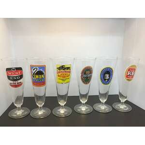 VINTAGE Australian Beer Glass x 6 | Swan VB Tooth's Castlemaine West End Cascade
