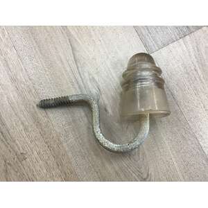 VINTAGE Clear Glass Telephone Insulator on Metal Peg