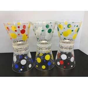 RETRO Polka Dot Harlequin Drinking Glasses x 6 | Made in France  