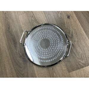 VINTAGE Ranleigh Brushed Chrome Round Drinks Tray | 29.5 cm Diameter