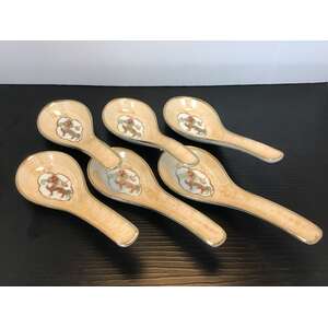 VINTAGE Jingdezhen China Set 6 Dragon Phoenix Double Happiness Soup Spoons