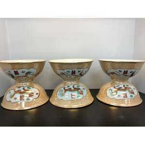 VINTAGE Jingdezhen China  Dragon Phoenix Double Happiness Bowls x 6