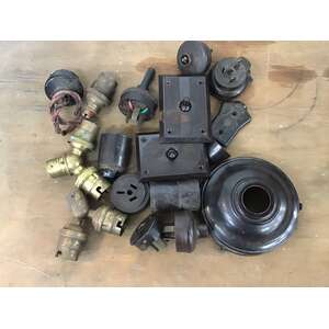 VINTAGE Bakelite & Brass Light Fittings Switches Plugs | Bulk Lot