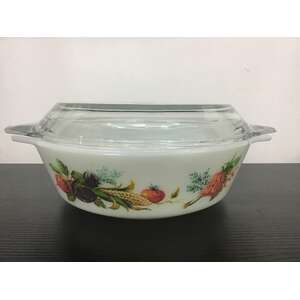 VINTAGE JAJ Pyrex Market Garden Pyrex Dish - Round w Lid 