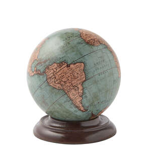 12 cm Explorer's World Map Sphere w Hand Turned Wooden Base | Paradox Collections