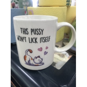 This P*ssy Won’t Lick Itself Cat Mug | Cheeky Cat Quote | Ceramic Coffee Mug