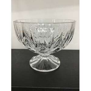 VINTAGE French Pedestal Footed Crystal Serving Bowl - Large - 18.5 cm Diameter