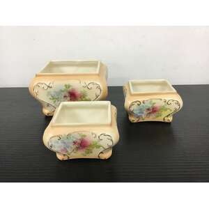 ANTIQUE Ceramic Dressing Table Containers - SCOT - Lot of 3