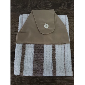 Tan & White Hanging Hand Towel - Double Terry Towel - Handmade