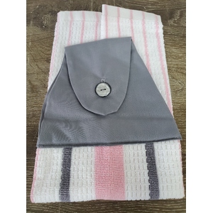 Pink & Grey Hanging Hand Towel - Double Terry Towel - Handmade