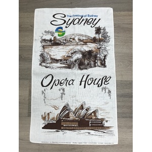 VINTAGE Souvenir Tea Towel - Festival of Sydney - Opera House - Linen