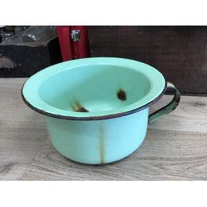 VINTAGE Green Enamel Chamber Pot - Potty - Rustic