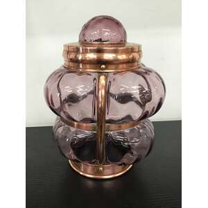 ANTIQUE Arts & Crafts Amethyst Bubble Glass & Copper Light Lamp Shade 
