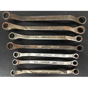 VINTAGE Sidchrome Offset Ring Spanners x 7  - AF & Whitworth 