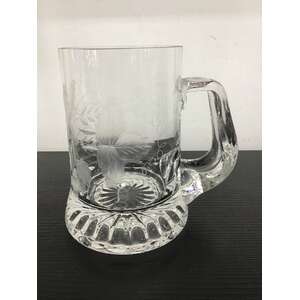 VINTAGE Hops Etched Glass Beer Stein | Quality Glass 