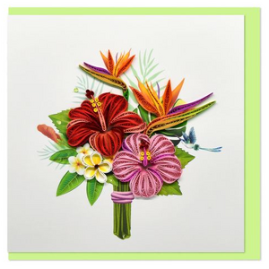 Tropical Flower Bunch Greeting Card - Handmade Quilling - Blank