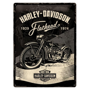 Harley Davidson Flathead 1929 1973 - Large Tin Sign - Nostalgic Art - 30 x 40 cm