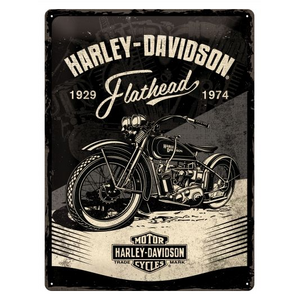Harley Davidson Flathead 1929 1973 Tin Sign - Nostalgic Art - 30 x 40 cm