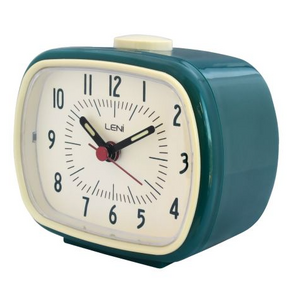Leni Retro Analogue Alarm Clock Bedside Desk Clock 11cm Peacock Blue