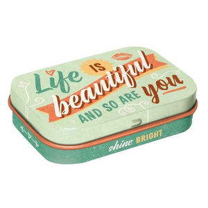 Life Is Beautiful Retro Mint Tin | Sugar Free Mints | Nostalgic Art