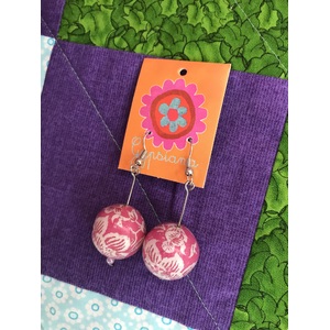 Funky Bobble Earrings by Anna Chandler - Pink White Floral 