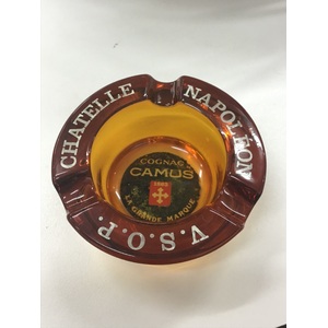 RETRO Amber Glass VSOP Chatelle Napoleon Cognac Ashtray 