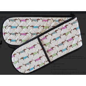 Sausage Dogs Double Oven Glove | 100% Cotton | Australian Design