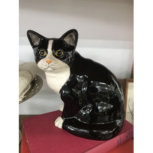 Black & White Cat Money Box | Ceramic | Hand Painted | 18 cm Tall