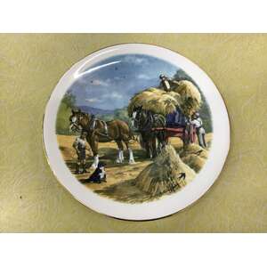 Duchess Bone China Display Plate | Draft Horses  & Hay | Anthony Bailey | 22 cm Diameter