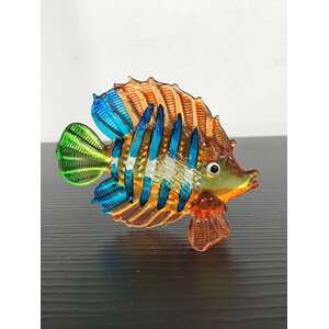 Glass Fish Ornament - Blue Stripe - Hand Blown & Painted - 5.2 cm