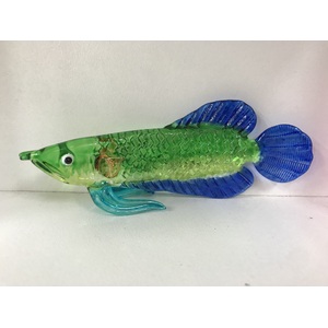 Glass Fish Ornament - Green & Blue - Hand Blown & Painted - 4.5 cm