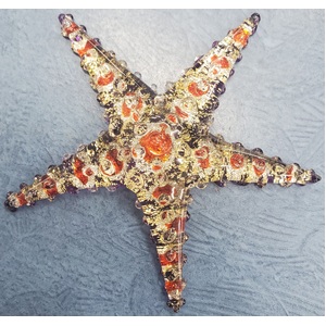 Glass Starfish Ornament - Purple Orange Glitter - Hand Blown & Painted - 9.5 cm