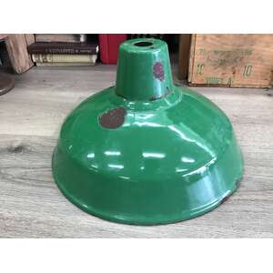 VINTAGE Industrial Green & White Enamel Light Shade - Large 