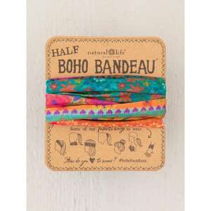 Natural Life Half Boho Bandeau | Bright Border | Headband Hair Scarf