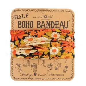 Natural Life Half Boho Bandeau | Ditsy Garden Black | Headband Hair Scarf