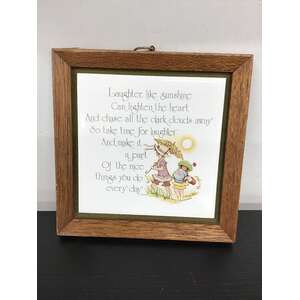 RETRO Holly Hobbie Picture Tile w Wood Frame 