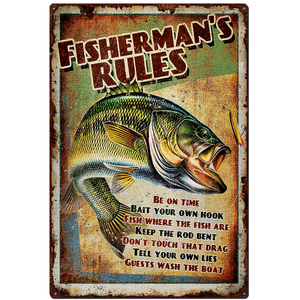 Fisherman's Rules - A4 Tin Sign