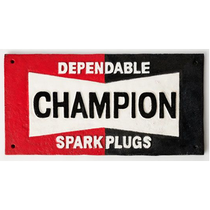 Champion Spark Plugs Sign - Cast Iron - Rectangular - 23.5 x 11.8 cm
