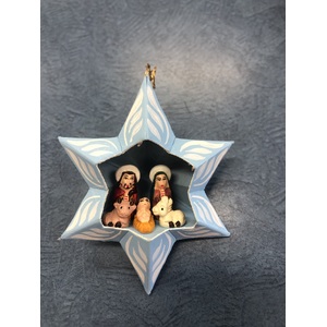 Christmas Nativity Diorama Ornament - Fair Trade - Blue Star