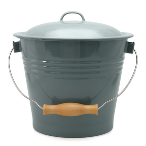 Falcon Enamel Bucket w Handle - Grey with Lid - 5L