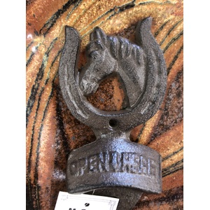 Horseshoe Horse Head Cast Iron Bottle Opener | Wall Mounted