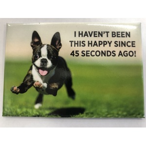 I Haven't Been This Happy Since 45 Seconds Ago - Funny Fridge Magnet - Dogs