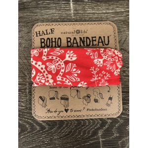 Half Boho Bandeau - Red & Cream Mandela